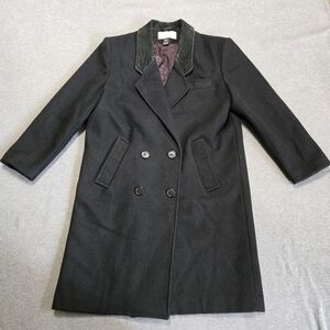 Vintage Wool Overcoat With Suede Leather Collar Black Womens 8 Style New York